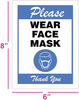 E-Z WRAPS"Please WEAR FACE MASK" Sign, Blue, Adhesive Vinyl, 8"x6"
