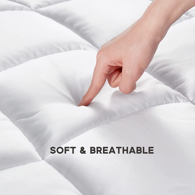 SONIVE Quilted Mattress Pad Soft Fluffy Pillow Top Mattress Cover Down Alternative Fill Topper Streches up to 21 Inches Deep Pocket (White, Twin XL)