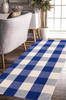 Carvapet Buffalo Ckeck Rug Black White Checkered Carpet Buffalo Plaid Rugs for Indoor and Outdoor (2'x6', Navy Blue & White)