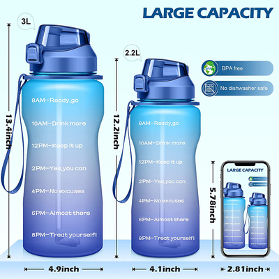 4AMinLA Motivational Water Bottle 64/100oz Half Gallon Jug with Straw and Time Marker Large Capacity Leakproof BPA Free Fitness Sports Water Bottle
