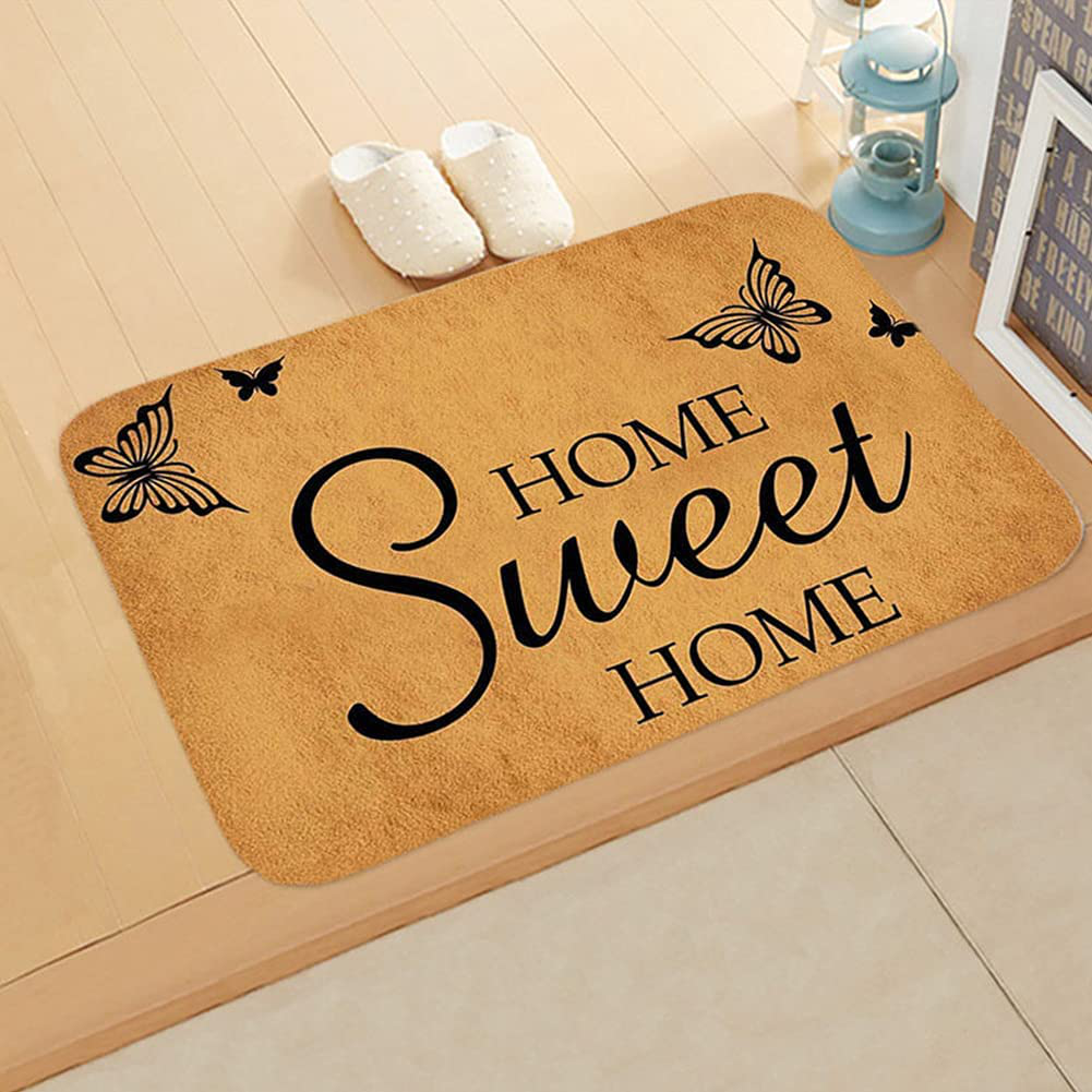 DENPETEC Welcome Rug for Front Door Mat Room Area Rug Decor, Small Fluffy Soft Letter Floor Carpet for Bedroom Living Room Kids Room