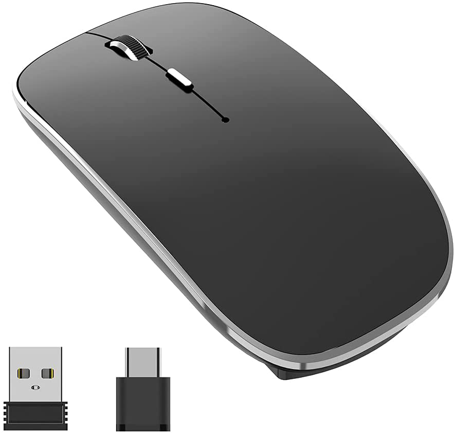 Halpilt Wireless Mouse Rechargeable, Portable, Silent Click USB-A Type-C Dual Mode 3 Adjustable DPI Business Office Leisure Home Small Mouse (Q23S Grey)