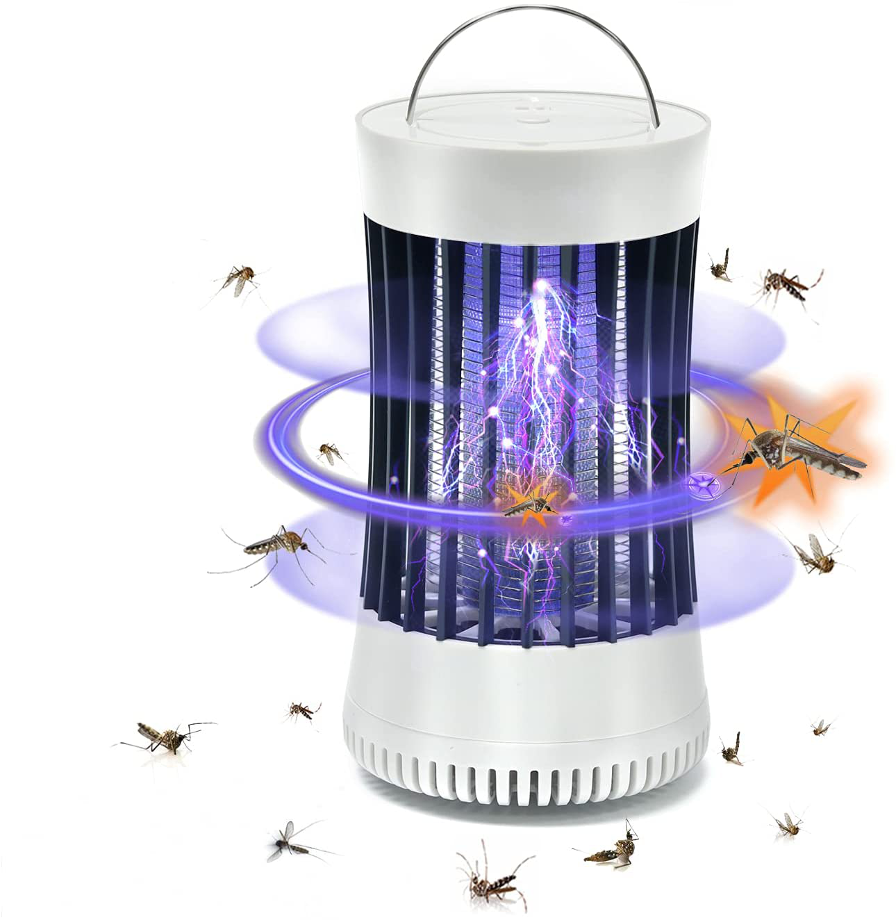 NALAX Bug Zapper, Portable Mosquito Killer Trap, 2000Ah Long Battery Life & USB Powered Rechargeable Insec Fly Zapper for Indoor Outdoor, Camping, Travel, Strong Suction Turbo Fan