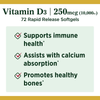 Nature's Bounty Vitamin D for Immune Support and Promotes Healthy Bones, 10000IU, Softgels, Multi-Color, 10,000 IU, 72 Count (Pack of 1)