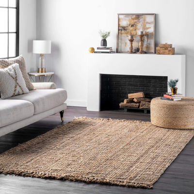 nuLOOM Hand Woven Chunky Natural Jute Farmhouse Area Rug, 3' x 5', Off-white