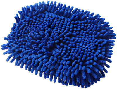 SPWOLFRT Car Wash Brush, Car Cleaning Mop with Adjustable Long Handle, Chenille Microfiber Car Wash Mitt Mop, Glass Scrabber 3 in 1 Vehicle Cleaner Kit (Blue)