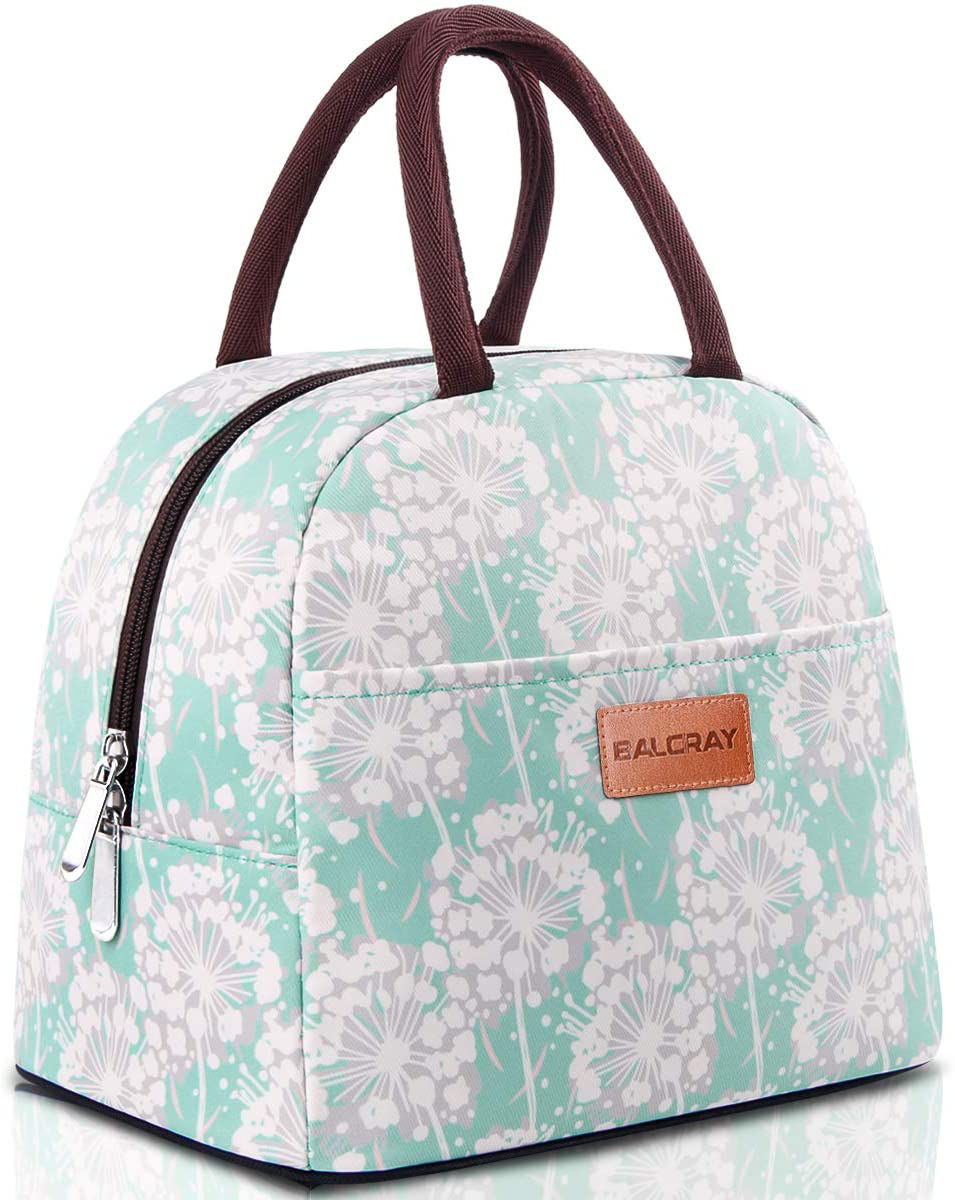 BALORAY Lunch Bag Tote Bag Lunch Bag for Women Lunch Box Insulated Lunch Container (Mint Green with Flower)