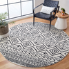 Safavieh Tulum Collection TUL267D Moroccan Boho Distressed Non-Shedding Dining Room Entryway Foyer Living Room Bedroom Area Rug, 5' x 5' Round, Ivory / Black