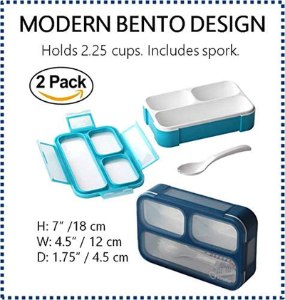 Bento Box Lunch Boxes for Adults Kids, Portion Control Set for Lunches, Snack Container Lunchbox with Dividers, Boys Girls Women Men School Travel Snack Containers Leak-proof Kit, Grey Green Purple