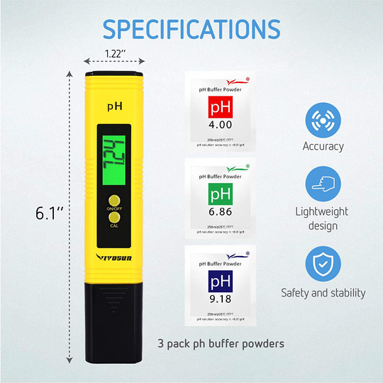 VIVOSUN pH and TDS Meter Combo, 0.05ph High Accuracy Pen Type pH Meter ± 2% Readout Accuracy 3-in-1 TDS EC Temperature Meter, UL Certified