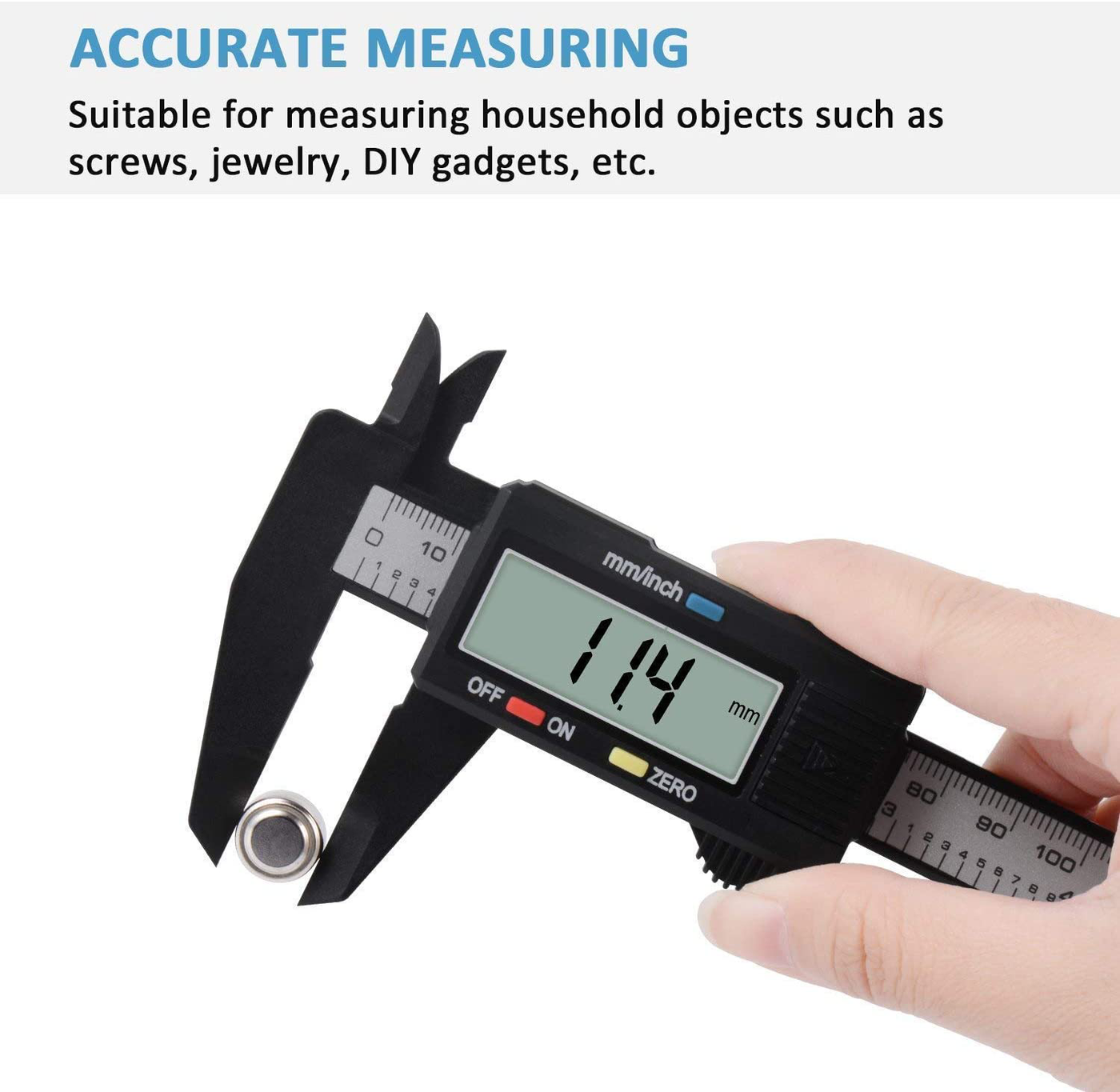 Digital Caliper, 8" Caliper Measuring Tool Extreme Accuracy Waterproof Electronic Vernier Caliper Industrial Stainless Steel Digital, Durable Measuring Tool with Large LCD Screen