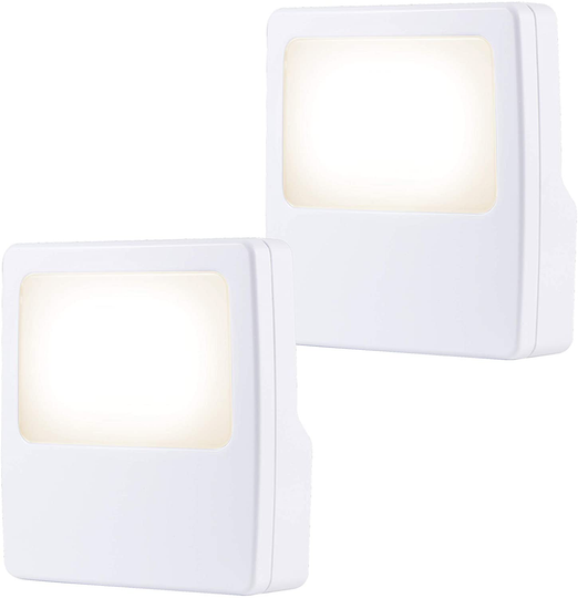 GE White Always-On LED Night Light, 2 Piece, Plug-In, Compact, Soft Glow, UL-Listed, Ideal for Bedroom, Nursery, Bathroom, Hallway, 11311, 2 Piece
