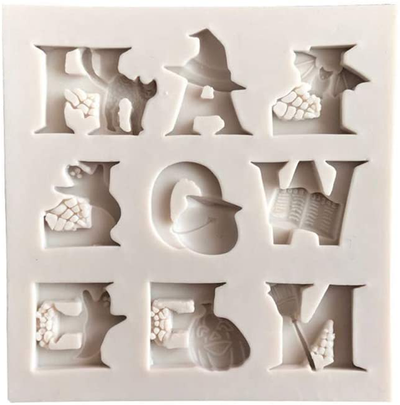 BESTONZON Halloween Letters Silicone Cake Mold Bakeware Set Cupcake Tray Baking Mold,Creative Cute(8 x 8 x0.7 cm)