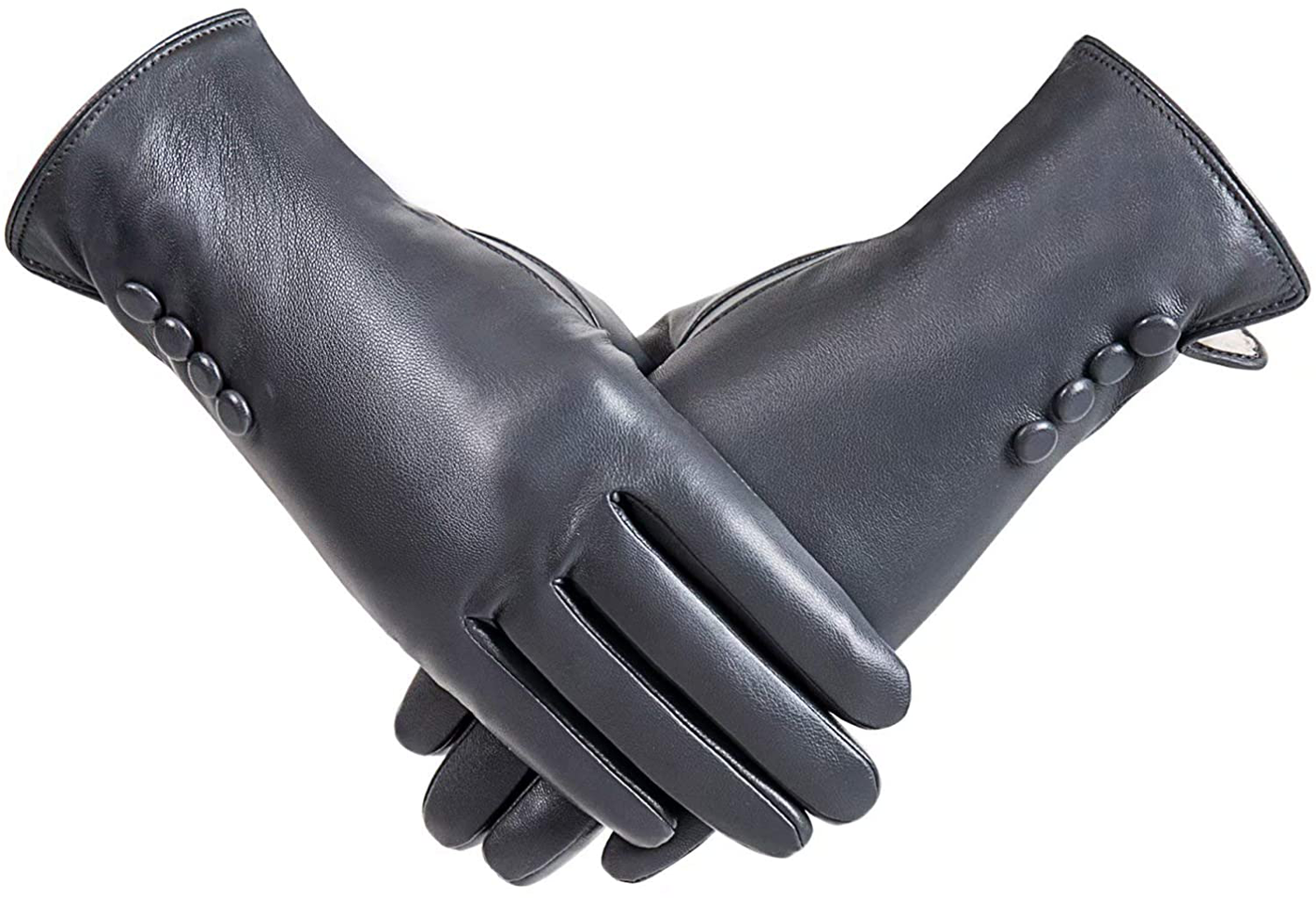 Winter Faux Leather Gloves Warm Thermal Touchscreen With Wool Lining