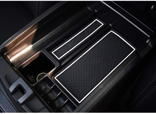 SKTU Compatible with 2014-2018 X-Trail Rouge Center Console Storage Box Organizer Container Armrest Insert Organizer ABS Tray Pallet with USB Hole and Coin Holder (White)