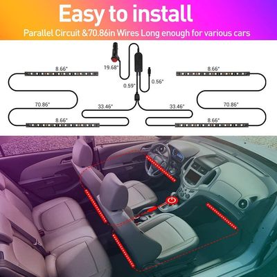 LED Lights for Car, CT Capetronix Car LED Lights Interior Car Accessories with 2 in 1 Waterproof Design, App and IR Remote, 16 Million Colors Music Sync DIY Under Dash Car Lights with Charger, DC 12V