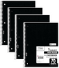 Mead Spiral Notebooks, Wide Ruled Paper, Black, 4 Pack