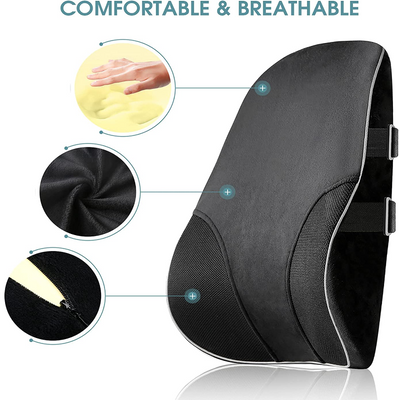 Memory Foam Lumbar Support Pillow with Breathable Mesh Cover