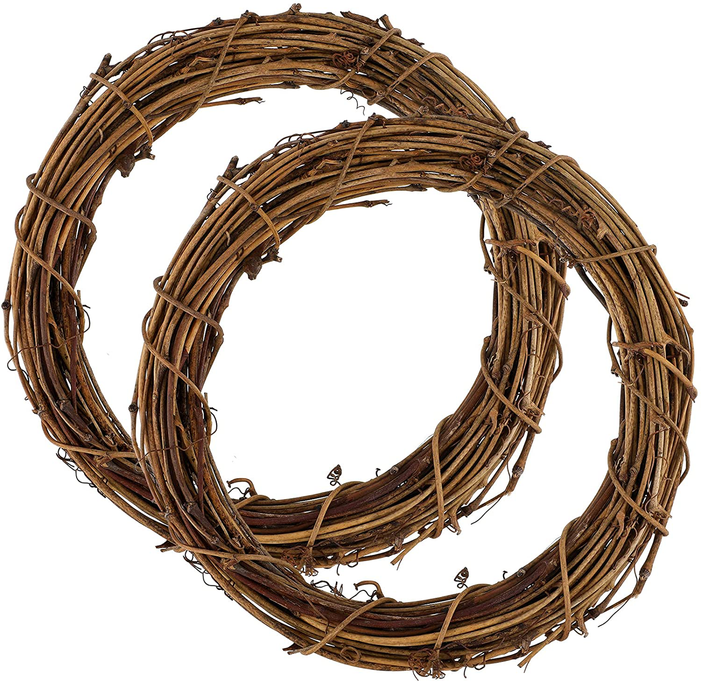 2 Pieces Christmas Grapevine Wreath Natural Grapevine Wreaths Ring Vine Branch Wreath Christmas Roll Rattan Wreath Garland for DIY Christmas Craft or Wedding Decors (3.9 Inches)