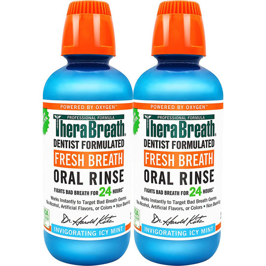 TheraBreath Fresh Breath Dentist Formulated 24-Hour Oral Rinse, Icy Mint, 16 Ounce (Pack of 2)
