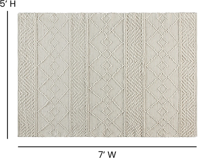 Flash Furniture Handwoven Area Rug - Ivory and White - 5' x 7' - Geometric Design