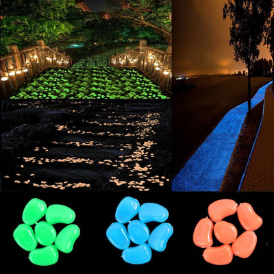 chic style 300pcs Glow in The Dark Garden Pebbles, Gardening Luminous Glow Stones Outdoor Decor Glowing Water Fish Tank Gravel (Blue)