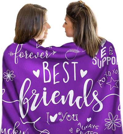 Pinata Best Friend Blanket, Cozy & Soft Throw Blankets, Best Friend Birthday Gifts for Women, Friendship Gifts for Teen Girls, BFF, Bestie Valentine’s Day Gifts, Purple Blanket 50" X 60"