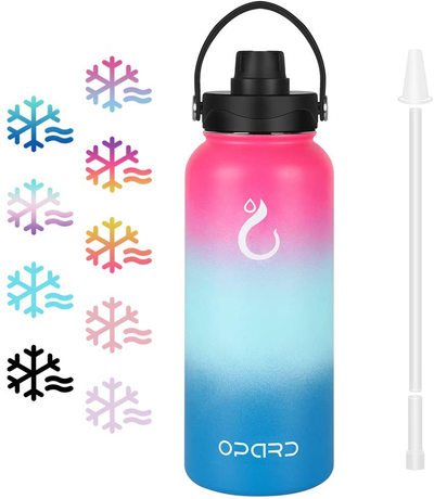 Opard Stainless Steel Water Bottle, 32 oz Vacuum Insulated Double Walled Leak Proof Sports Water Bottle with Straw for Gym Travel Camping