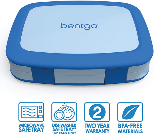 Bentgo Kids Children’s Lunch Box - Leak-Proof, 5-Compartment Bento-Style Kids Lunch Box - Ideal Portion Sizes for Ages 3 to 7 - BPA-Free, Dishwasher Safe, Food-Safe Materials (Blue)