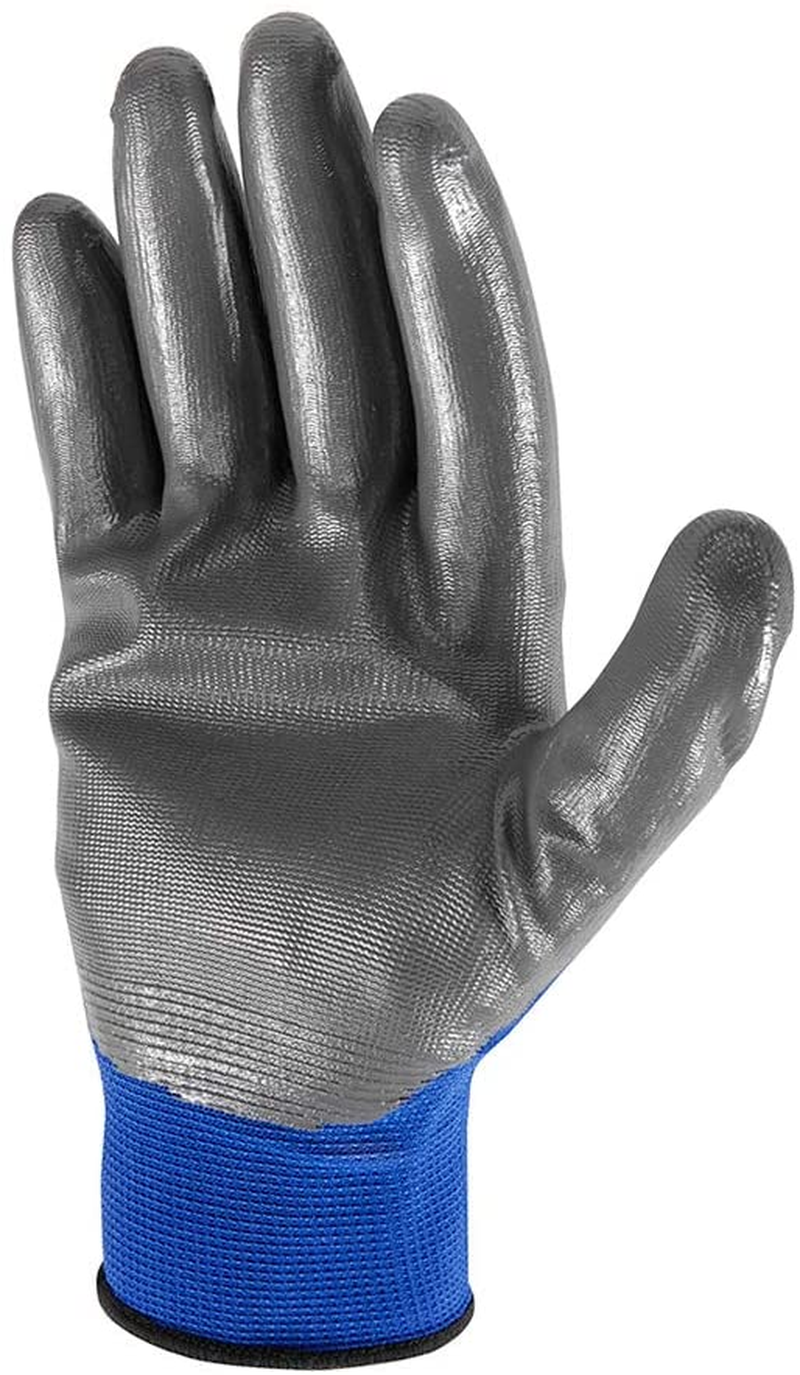 5 Pairs Nitrile Dipped Work Gloves - Lightweight, Abrasion Resistant