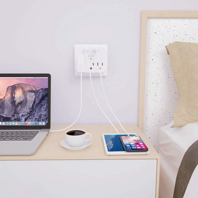 3 Outlet Multi-Plug Surge Protector With 2 Built-In USB Wall Charger