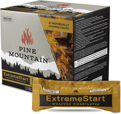 Pine Mountain ES 24CT ExtremeStart Wrapped Starters, 24 Starts Firestarter Log for Campfire, Fireplace, Wood Stove, Fire Pit, Indoor and Outdoor Use, Piece