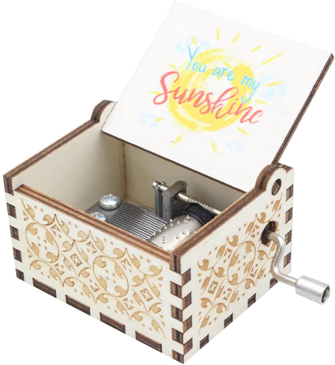 TEBCTW Music Box You are My Sunshine，Music Box Gift Hand Crank Music Box for Birthday/Fathers Day/Mother's Day/Valentine's Day/Wedding Day