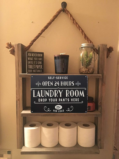 PXIYOU Open 24 Hours Laundry Room Vintage Retro Metal Sign Home Bathroom Laundry Decor Wash Room Signs 8X12Inch