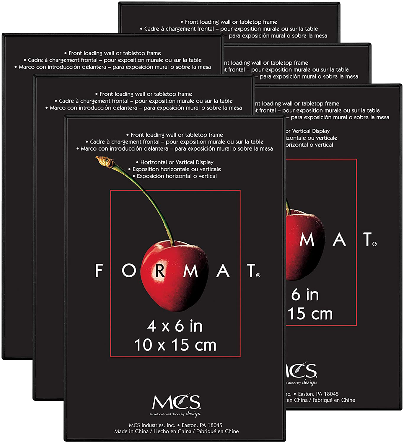 MCS Format Frames, 4 x 6 in, Black, 6 Count