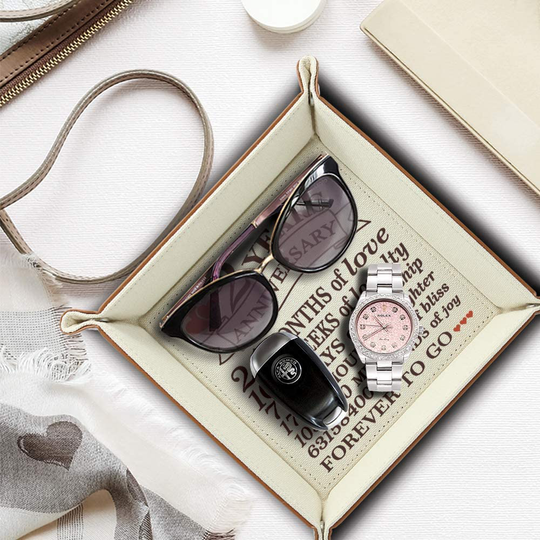 Bella Busta- 2 Years Anniversary-Traditional Cotton Gift for 2 Years Anniversary-Print Cotton Tray Valet (Cotton Tray)