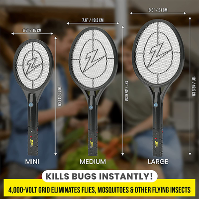 Zap It Bug Zapper Rechargeable Bug Zapper Racket, 4,000 Volt, USB Charging Cable