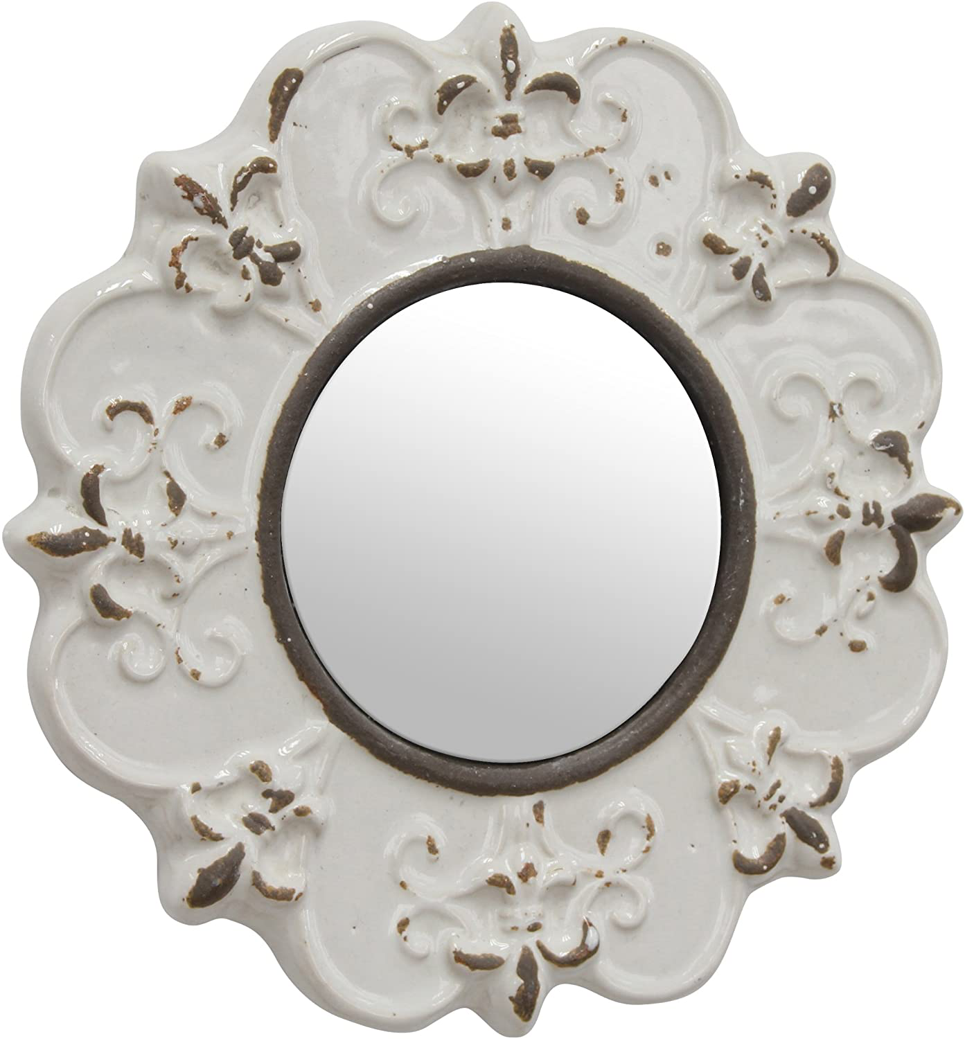 Stonebriar White Hanging Wall Mirror, 8"