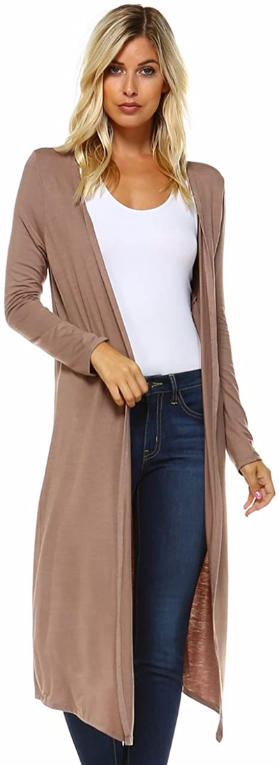 Issac Liev Isaac Liev Trendy Extra Long Duster Soft Lightweight Cardigan - Made in The USA