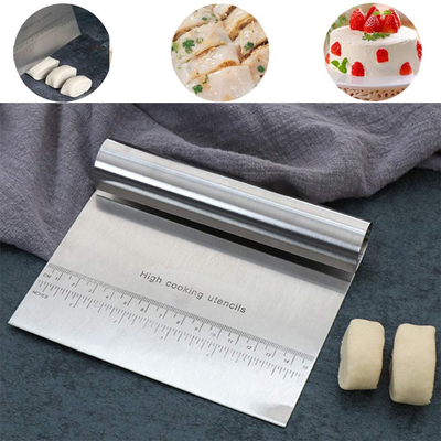 Pro Dough Pastry Scraper/Cutter/Chopper Stainless Steel Mirror Polished with Measuring Scale Multipurpose- Cake, Pizza Cutter - Pastry Bread Separator Scale Knife (2)