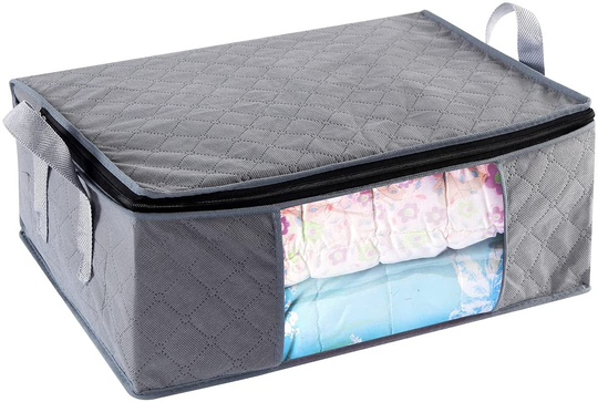 ABO Gear G01 Bins Bags Closet Organizers Sweater Clothes Storage Containers, 3pc Pack, Gray, 3 Count