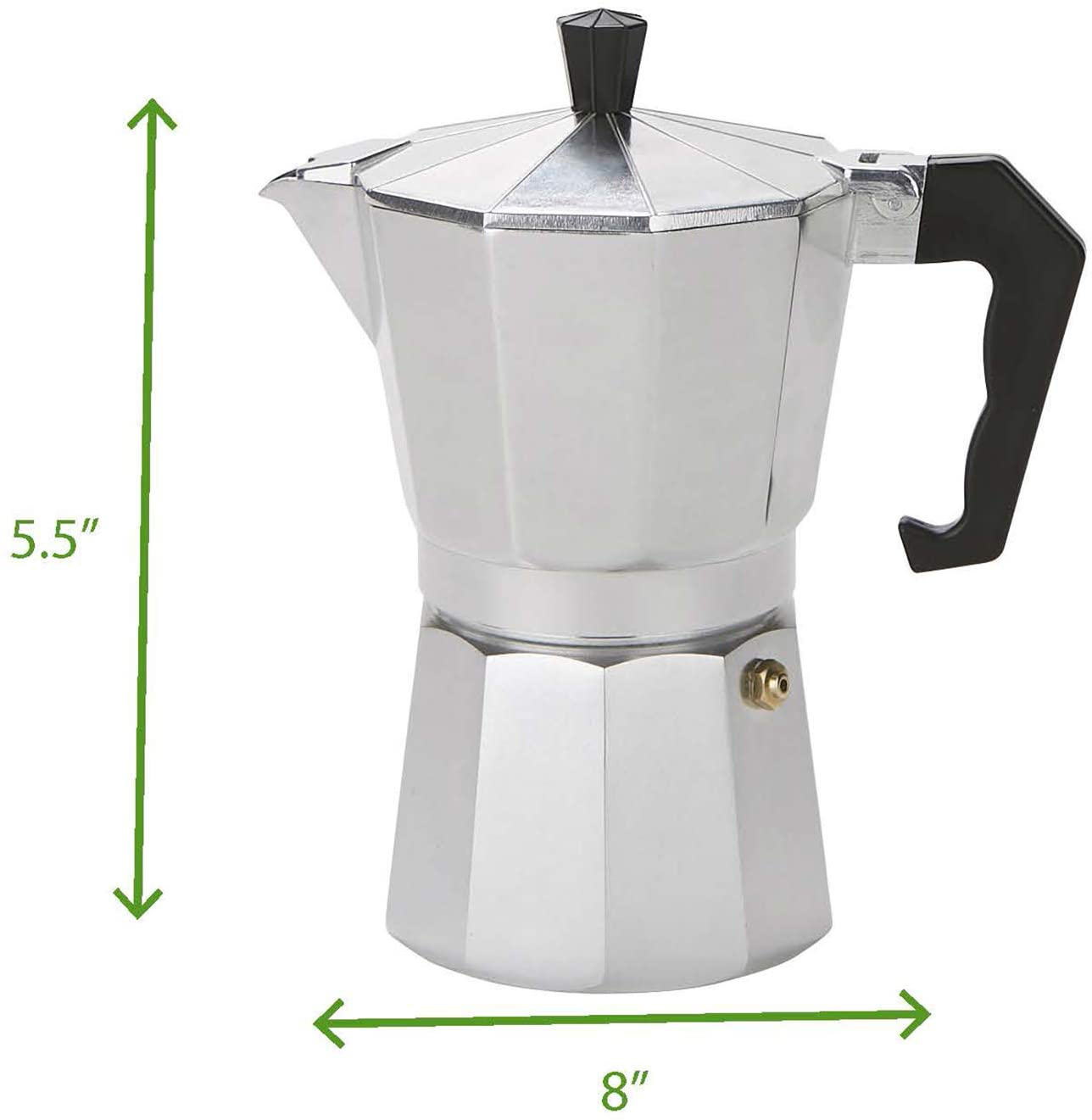 Mind Reader CSTOVE-SIL Stove Top Espresso, Stainless Steel, Coffee Maker for Gas or Electric Stovetop, Silver, One Size