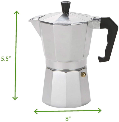 Mind Reader CSTOVE-SIL Stove Top Espresso, Stainless Steel, Coffee Maker for Gas or Electric Stovetop, Silver, One Size