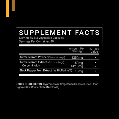 Turmeric Curcumin 1500mg, 15mg Black Pepper (BioPerine) - 120 Count (V-Capsules) / 40 Servings: Manufactured in a cGMP-Registered Facility in USA; Vegan & Gluten Free
