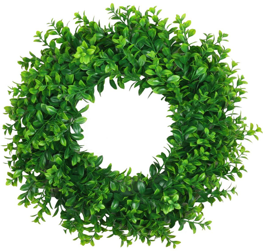U'Artlines 17" Front Door Wreaths Artificial Spring Summer Greenery Hanging Garland for Home Wedding Wall Window Decoration (17'' Boxwood)