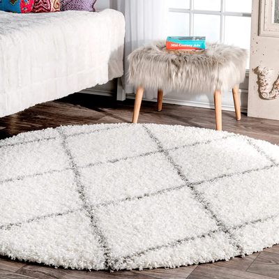 nuLOOM Tess Cozy Soft & Plush Modern Area Rug, 5' 3" x 5' 3" Round, White