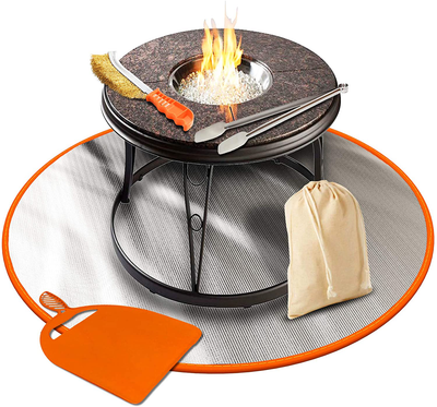 Flamme Mat 36 inches Fireproof Grill Patio Lawn & Deck Protector Outdoor Wood Fire Outside Pits Blanket Charcoal,Chiminea,BBQ Smoker Pad, Camping, Orange
