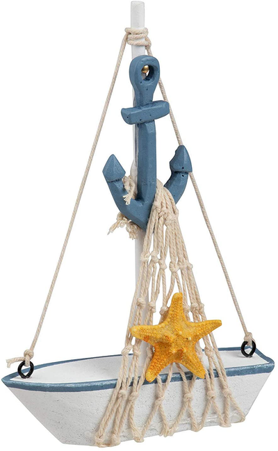 Miniature Sailing Boat Model, Nautical Home Decor (4.4 x 6.8 x 1.25 in, 4 Piece Set)
