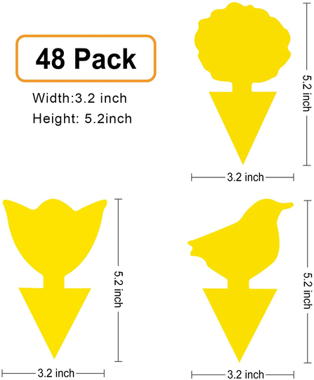 48 Pcs Sticky Traps, Fruit Fly Gnat Trap for Indoor and Outdoor Plants