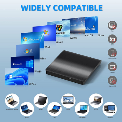 External DVD/CD Drive Writer, USB 3.0 Slim Portable CD DVD +/-RW Drive Compatible with Windows XP/7/8/10, Mac OS, Linux